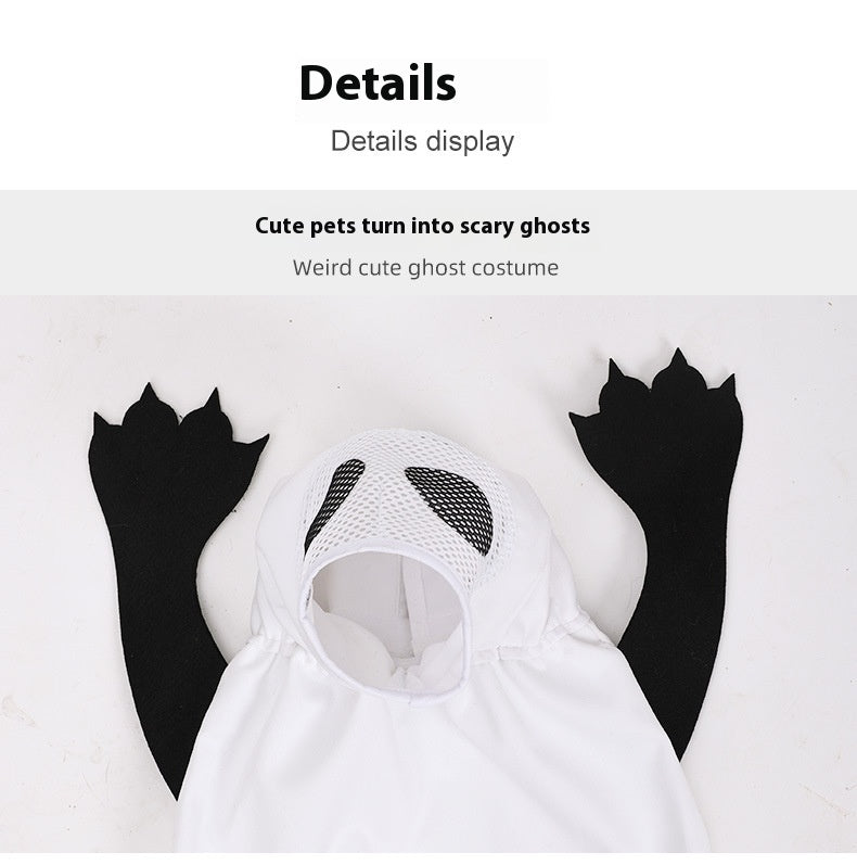 Ghost pet costume on a pet