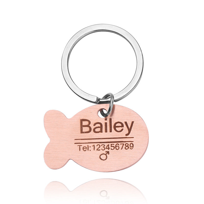 Engraved pet ID tag detail