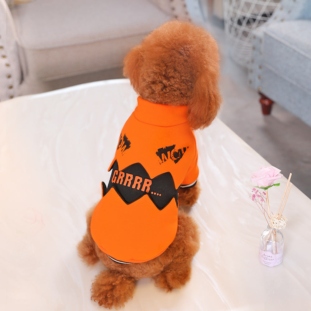 Pumpkin pet costume side view