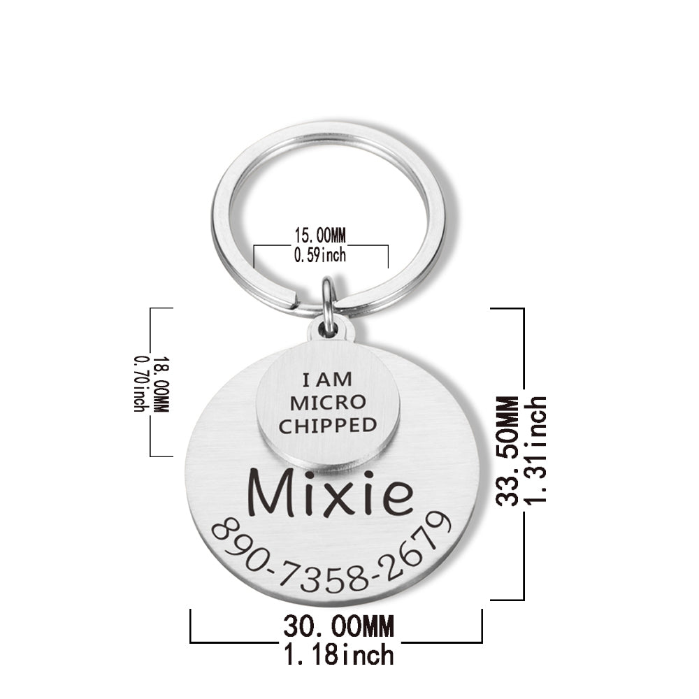 Round pet ID tag dimensions
