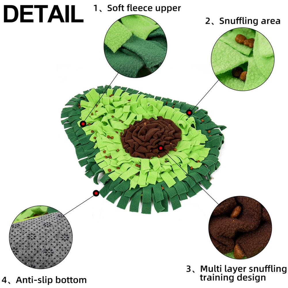 Dog using snuffle mat to forage for treats
