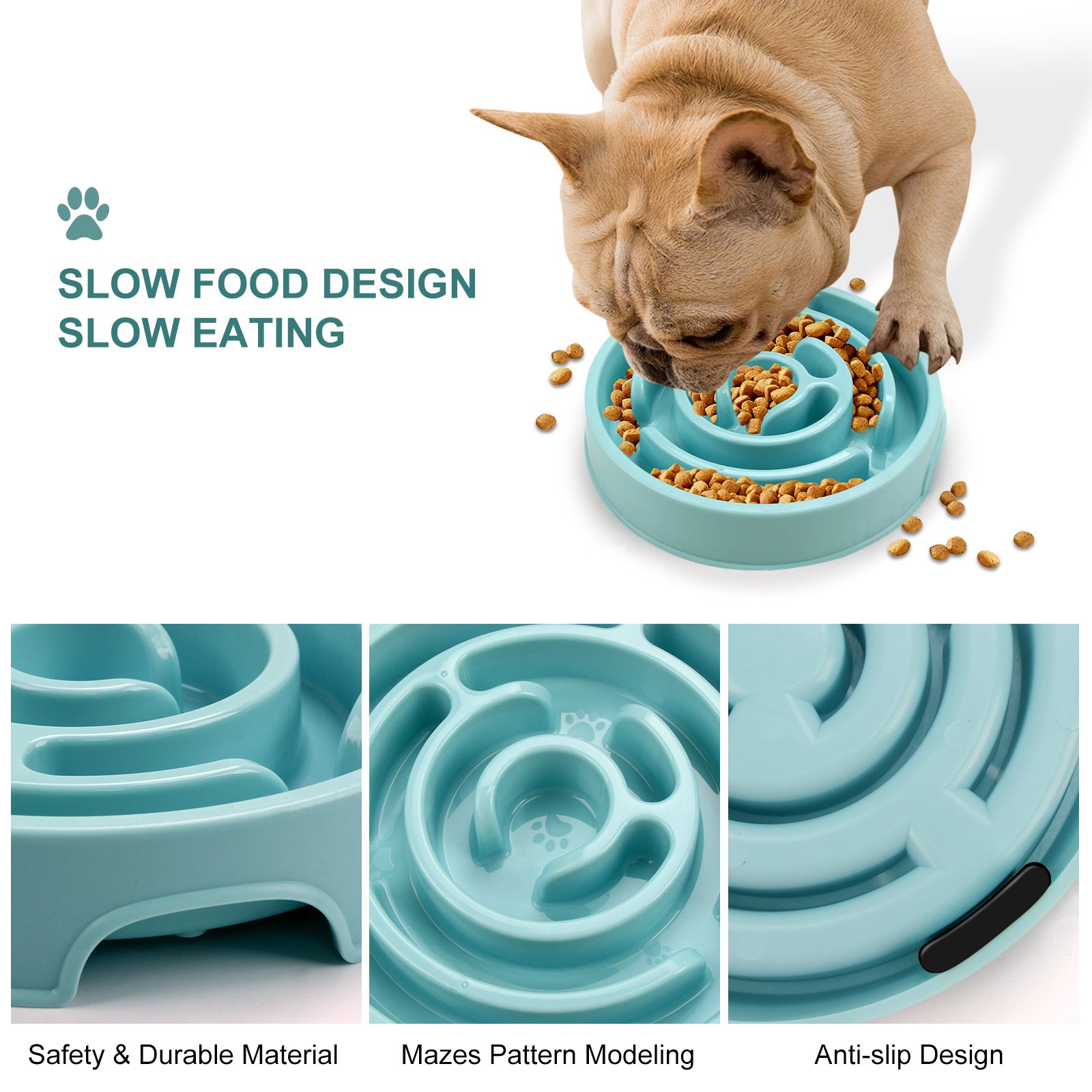 Slow feeder bowl in use
