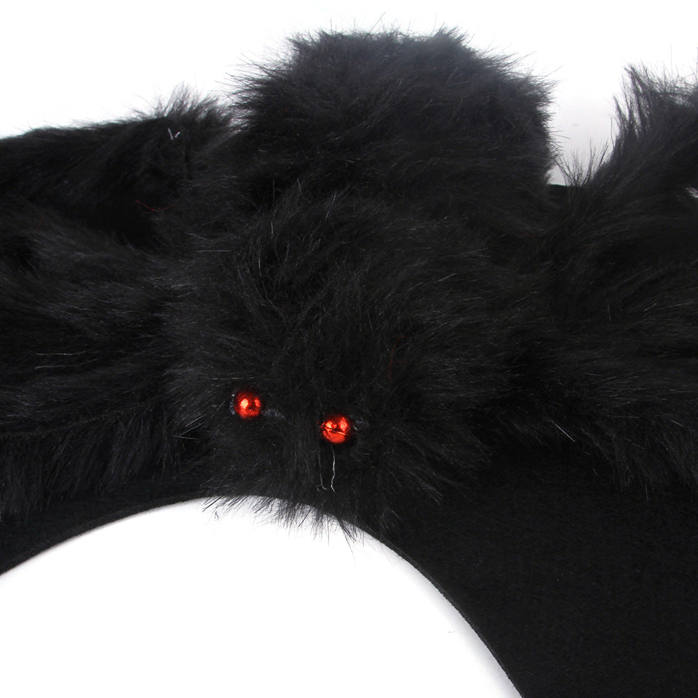 Spider pet costume detail with red eyes