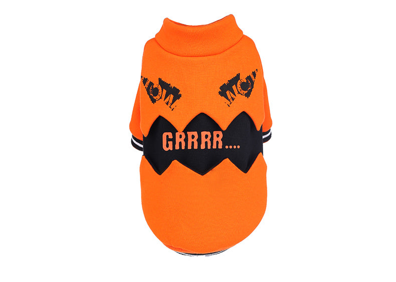 Pumpkin pet costume detail view