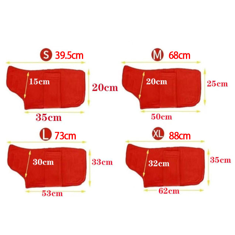 Size chart showing S, M, L and XL measurements in centimetres